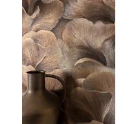 Newroom Papel Pintado Marrón No Tejido Flores 3D Efecto Óptico - Floral Romántico Gráfico Papel Pared Salón Dormitorio