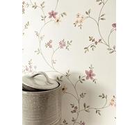 NEWROOM Papel pintado Naranja Flores Tejido no Tejido - Floral Purpura Blanco Hojas Flores Romántico