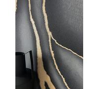 NEWROOM Papel pintado Negro Mármol Tejido no Tejido - Moderno Gris Oro Piedra Estructura Óptica 3D