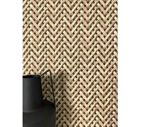 NEWROOM Papel pintado Negro Ratán Tejido no Tejido - Vintage Beige Marron Reed Trenzado Escandinavo