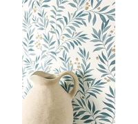 Newroom Papel Pintado No Tejido Azul Hojas Flores - Escandinavo Moderno Floral Motivo Flores para Salón Dormitorio