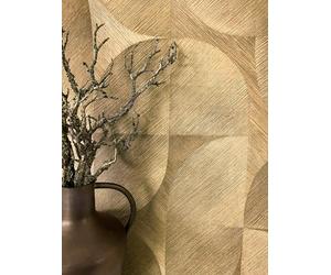 NEWROOM Papel pintado Oro Muestra Tejido no Tejido - Moderno Bronceado Marron Línea Curso Geometría