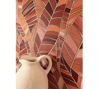 Newroom Papel Pintado Rojo Naranja No Tejido Hojas Selva - Tropical Moderno Hojas Palmera para Salón Dormitorio