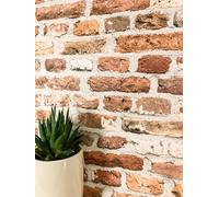 NEWROOM Papel pintado Rojo Piedra Natural Tejido no Tejido - Moderno Naranja Gris Claro Ladrillo Clinker Óptica 3D