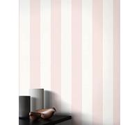 NEWROOM Papel pintado Rosa Tiras Tejido no Tejido - Vintage Blanco Rayas en Bloque Línea Gráfico