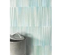 NEWROOM Papel pintado Verde Muestra Tejido no Tejido - Moderno Menta Gris Línea Curso Geometría