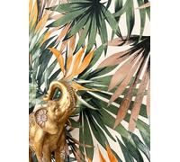 NEWROOM Papel pintado Verde Selva Tejido no Tejido - Moderno Marron Naranja Palmeras Hojas Tropical