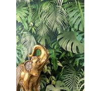 NEWROOM Papel pintado Verde Selva Tejido no Tejido - Moderno Verde Oscuro Verde Claro Palmeras Hojas Tropical