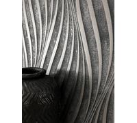 Newroom Tapete Anthrazit Vlies Wellenmuster - Modern 3D Optik Streifentapete für Wohnzimmer Schlafzimmer