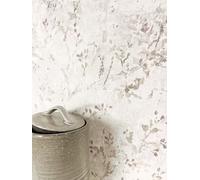 Newroom Tapete Beige Vlies Blätter - Romantisch Floral 3D Optik Blumenranken für Schlafzimmer Wohnzimmer