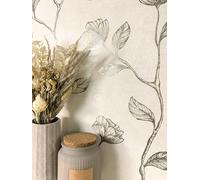Newroom Tapete Beige Vlies Blumen - Floral Romantisch 3D Relief Metallic Gold für Schlafzimmer Wohnzimmer