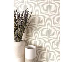 Newroom Tapete Beige Vlies Bogen - Modern Boho Art Deco Linien für Wohnzimmer Schlafzimmer