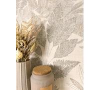 Newroom Tapete Beige Vlies Dschungel - Tropisch Blätter Pflanzen Modern für Wohnzimmer Schlafzimmer