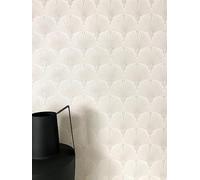 Newroom Tapete Beige Vlies Fächermuster - Vintage Glamour Ornamente für Wohnzimmer Schlafzimmer