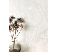 Newroom Tapete Pearl Vliestapete Grafik - Mustertapete Modern Weiß Metallic Linien Leicht glänzend Glanztapete Grafisch Abstrakt Floral inkl. Tapezier-Ratgeber