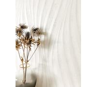 Newroom Tapete Weiß Vlies Wellenmuster - Modern 3D Optik Glanztapete Streifen für Wohnzimmer Schlafzimmer