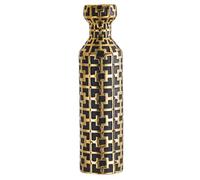 NewSangXia Jarrón dorado con negro para decoración moderna del hogar, floreros de cerámica, jarrón alto, adecuado para decoración de sala de estar, decoración de baño y decoración de oficina