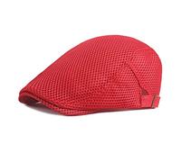 Newsboy Casquillo Boina Hombre Mujer Gorras Plana Vintage Ajustable Sombreros Baker Boy Gorras Verano Transpirable de Malla Gatsby Hat Ivy Irish Flat Cap Gorras Trucker (Rojo)