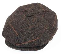 Newsboy - Gorras planas para hombre, gorras Shelby Baker Boy para hombre, tweed gris, vintage, ajustable, Peaky, 8 piezas, boina Gatsby con botones, Espiga a cuadros verde oliva, L