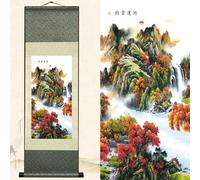 Newscz Arte de pared asiático para pasillo y escaleras, pinturas de paisaje de pergamino de seda, decoración estética de pared, tapices de dormitorio, pinturas de pared para sala de estar, decoración