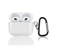 Newseego Funda Compatible con AirPods 3, Funda Protectora de TPU Flexible Simple con mosquetón, Funda Protectora antigolpes portátil Anti-Amarillo para Funda de Carga AirPods 3-Transparente