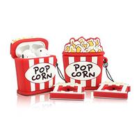 Newseego Funda Compatible con AirPods, Silicona 3D Lindo Comida Funny Soft Funda Protectora de Goma Suave a Prueba de Golpes con Soporte de Hebilla De Llavero for Airpods 1& 2 - Popcorn