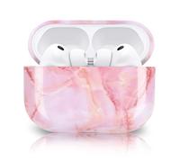 Newseego Funda Dura de PC Compatible con AirPods Pro 3ª Generación 2025, Diseño de Mármol de Moda para Niñas y Mujeres Carcasa Protectora a Prueba de Golpes para Apple AirPods Pro 3 Gen-Rosa