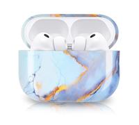 Newseego Funda Dura de PC Compatible con AirPods Pro 3ª Generación 2025, Diseño de Mármol de Moda para Niñas y Mujeres Carcasa Protectora a Prueba de Golpes para Apple AirPods Pro 3 Gen-Azul