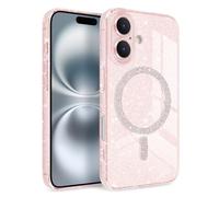 Newseego Funda Magnética para iPhone 16 [Compatible con Magsafe], Brillo Claro Chicas Cámara de Pantalla a Prueba de Golpes Protección Carcasa a Prueba de Polvo para iPhone 16-Rosa