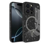 Newseego Funda Magnética para iPhone 16 Pro [Compatible con Magsafe], Brillo Claro Chicas Cámara de Pantalla a Prueba de Golpes Protección Carcasa a Prueba de Polvo para iPhone 16 Pro-Negro