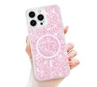 Newseego Funda Magnética para iPhone 16 Pro MAX Compatible con Magsafe Brillante Carcasa de TPU Suave a Prueba de Golpes con Diseño de Lente Totalmente Encapsulada para iPhone 16 Pro MAX-Rosa