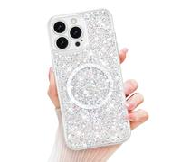 Newseego Funda Magnética para iPhone 16 Pro MAX Compatible con Magsafe Brillante Carcasa de TPU Suave a Prueba de Golpes con Diseño de Lente Totalmente Encapsulada para iPhone 16 Pro MAX-Plata