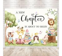 Newsely Storybook - Telón de fondo para baby shower de 7 pulgadas de ancho x 5 pulgadas de alto, fotografía Un nuevo capítulo está a punto de comenzar, fondo de selva, bosque, animal, dibujos