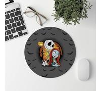 newseny Alfombrilla ratón Jack Skellington y Sally - Tamaño 20cm Redonda, Base Firme de Goma- Regalo Ideal para Fans Pesadilla Antes de Navidad