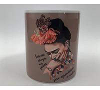 newseny Colección Tazas Frida Kahlo con frase: Intenté ahogar mis penas, pero aprendieron a nadar Frida (Marrón)