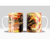 newseny Demon Slayer Taza regalo para fans anime manga de Kimetsu no Yaiba Tanjiro | Cerámica 355ml (Tanjiroo Llamas)