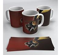 newseny El gato con botas: El último deseo taza colección fans de la saga El gato con botas | Taza Blanca Cerámica 320ml (fondo rojo)