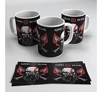 newseny God Of War - Taza con dibujo de God of war de Ceramica | 330ml Regalo Gamer (God Of War Doble - Negro)
