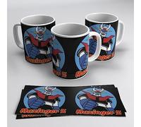 newseny Mazinger Z taza regalo con logo del legendario robot gigante MazingerZ | Cerámica 355ml (Regalo Mazinger Z) (Mazinger Z Negra)