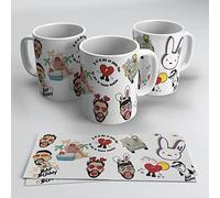 newseny Taza de Bad Bunny Pupurri - Logo, dibujo, corazon, y si el dia se pone feo... Merch de Bad Bunny