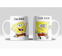 newseny Taza Divertida con Personajes de Dibujos - Frase 'Con Café, Sin Café' - Regalo para Fans de Series Anime y Dibujos Animados | Cerámica 330ml (bob)