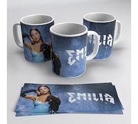 newseny Taza Emilia Mernes - Regalo para fans de la cantante Emilia Mernes Merch. Cerámica 355ml (Emilia Mernes Azul)