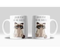 newseny Taza graciosa gato borde frase: Trabajo duro para que mi gato viva mejor - Taza gatos graciosos de 350ml - Taza regalo humor sarcástico (buen dia no me hables)