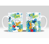 newseny Taza Graciosa para el desayuno - Con Café/Sin Café - Diseños Divertidos y Originales - Ideal para fans de Mickey, Super Mario, Supernenas, etc. (Cerámica 350ml) (Pato Donald)
