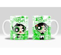 newseny Taza Graciosa para el desayuno - Con Café/Sin Café - Diseños Divertidos y Originales - Ideal para fans de Mickey, Super Mario, Supernenas, etc. (Cerámica 350ml) (Supernenas)