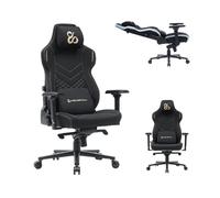 NEWSKILL Banshee Pro Silla Gaming Reclinable 180° Reposabrazos 4D Dorada | Tela transpirable con soporte lumbar y reclinación hasta 180°. Reposabrazos 4D ajustables y base reforzada.