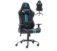 NEWSKILL KitsuneV2 - Silla Gaming ergonómica, Respaldo reclinable 180 Grados, reposabrazos 2D Ajustables, Cojines Lumbar y Cervical, Ruedas XL silenciosas, Tela Transpirable, Color Azul