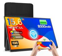 Newsoul Monitor Portátil Inalámbrico con Batería 8000 mAh,15.6" Pantalla Portatil 1080P IPS 125% sRGB, Pantalla Móvil Externa con Mini HDMI/USB-C para Laptop/PC/Phone, Soporte AirPlay/Miracast