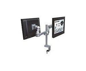 Newstar - Soporte de Escritorio Doble para Dos Pantallas de Monitor de 10-30 Pulgadas, Altura Ajustable, Color Plateado
