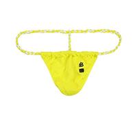 Newsywell Hombre Algodon Tanga Sumo Mini G-String Estampado Convexo Hilo Low Rise Elástico Bikini Slip Ropa Interior Bragas Amarillo X-Large